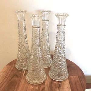 Lot of 4 glass bud stem vases wedding decor